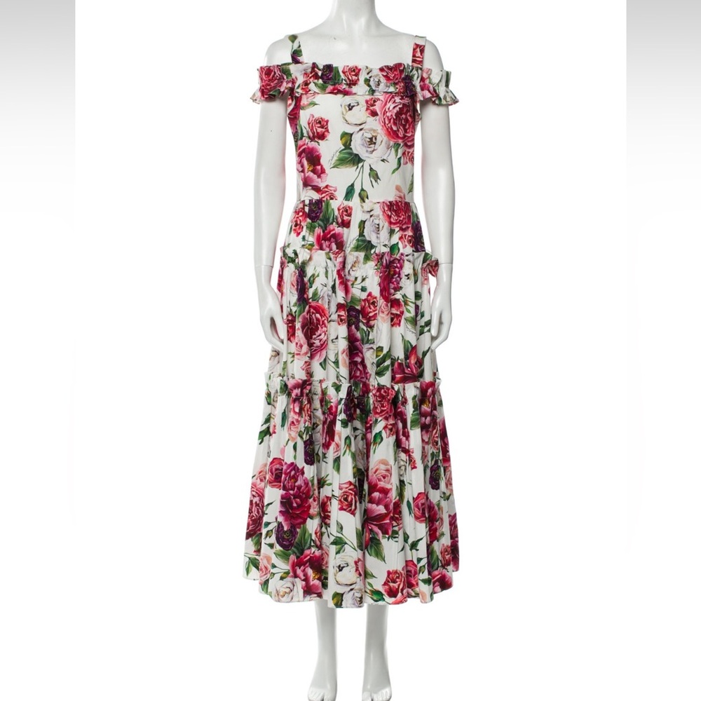 Gorgeous Dolce & Gabbana peony print floral long dress, size 42 / 6, like new!